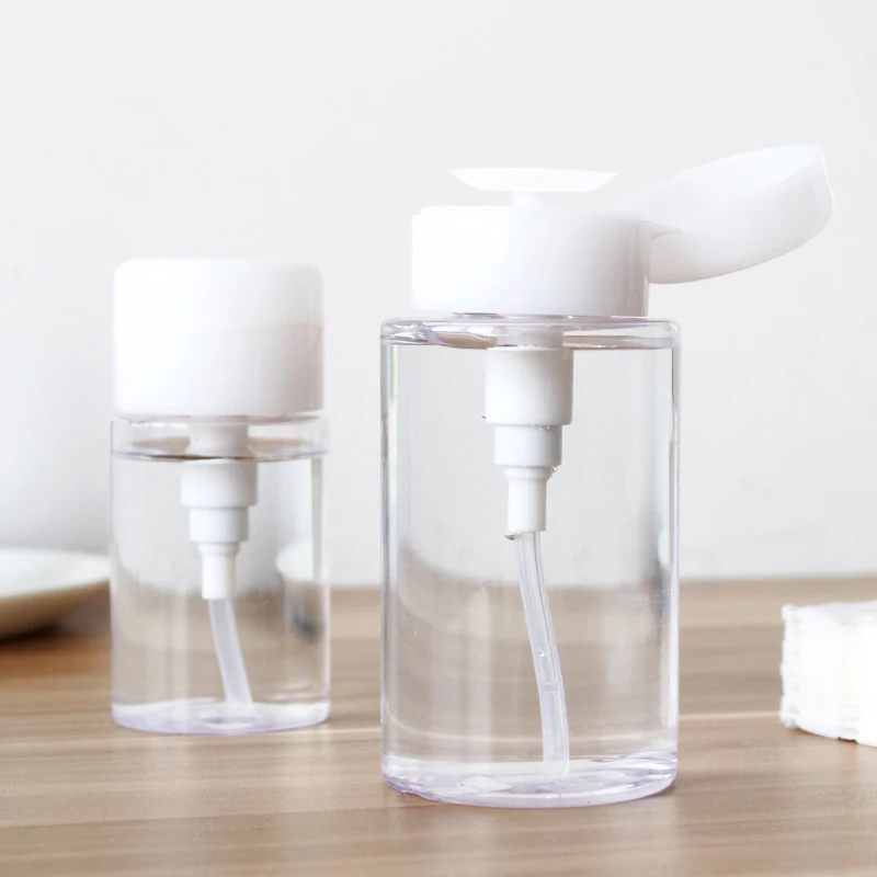 Empty Clear Nail Polish Remover Bottle Eye Makeup Remover Bottle Pump Recycle PETG Plastic Bottles 150ml