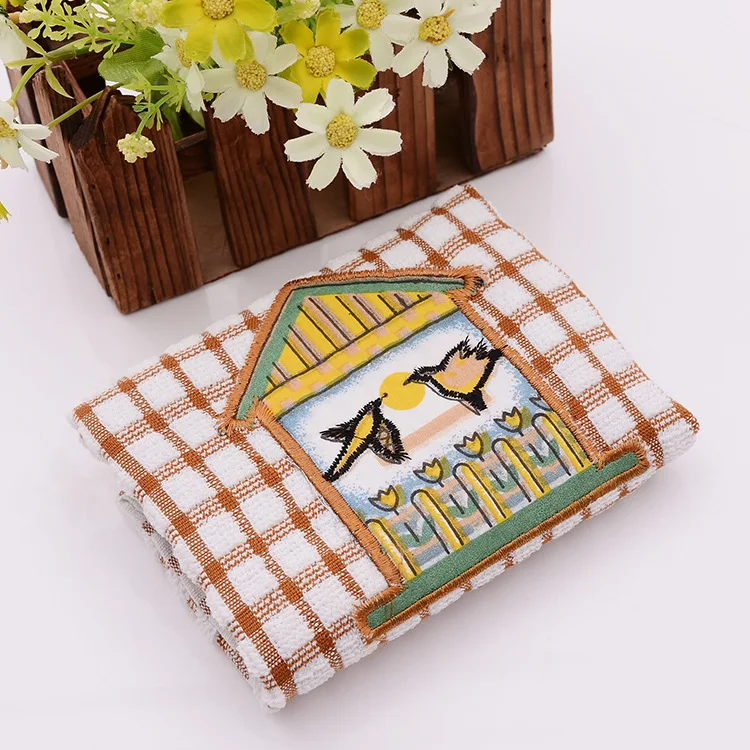 China Factory Professional Customized 100% Cotton Absorbent Embroidery Tea Towel With Custom Logo