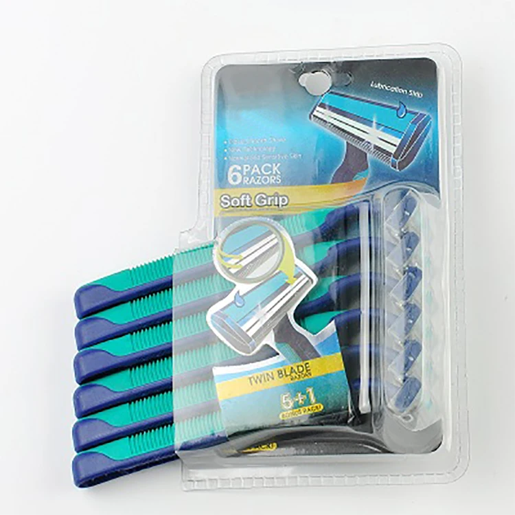 
Twin Blade Rubber Grip Razors Rubber Disposable Razor with Lubricating Strips for Men and Women 