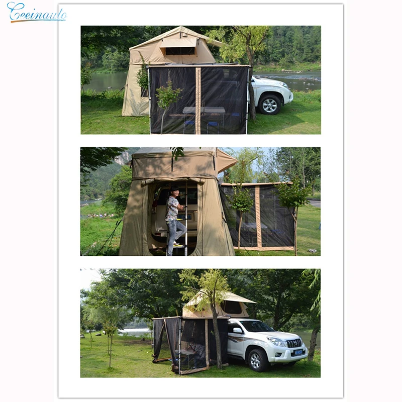 CeeinAuto thicken roof tent car sunscreen leakproof camping outdoor 1.4 meters wide multi-person foldable car tent extension