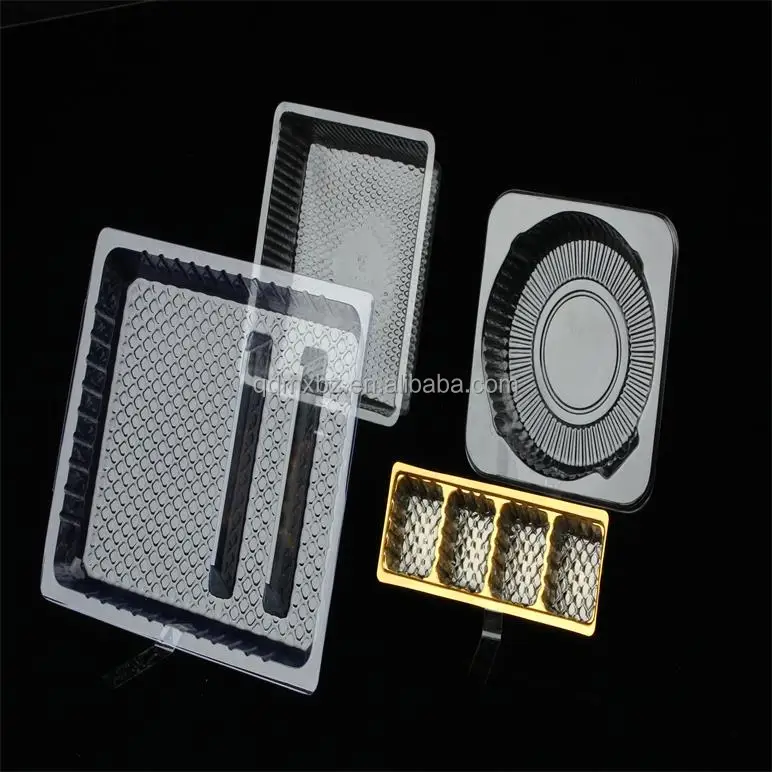 food grade clear Cavity cookie PET inserted box blister plastic chocolate packaging tray with  lids