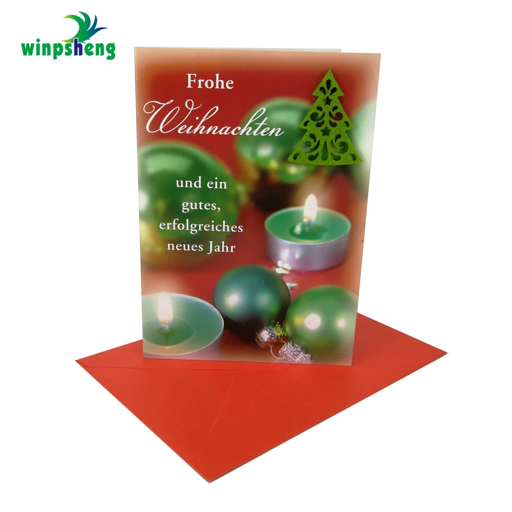
Handmade Christmas Greeting Card With Green Felt Tree 