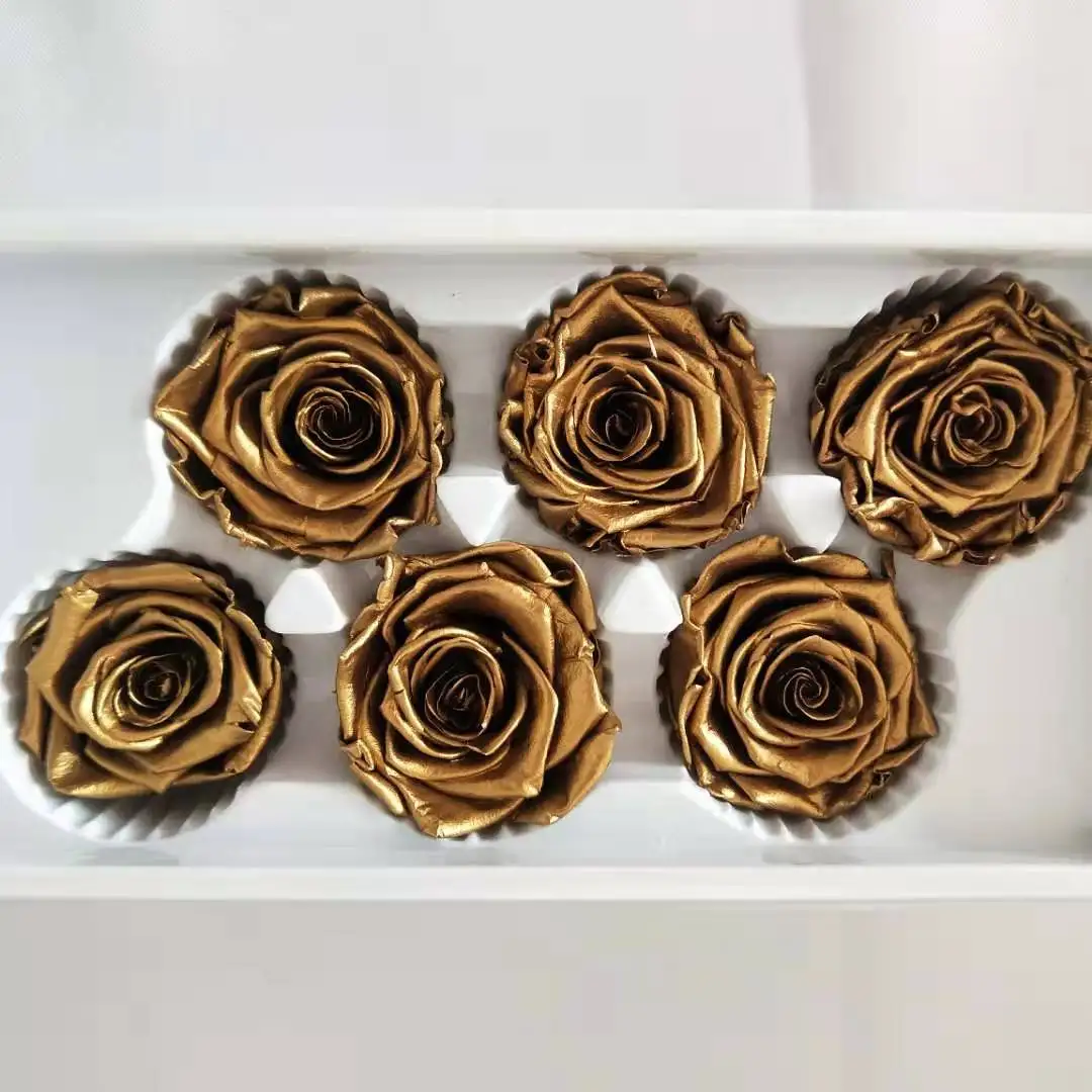 Yunnan AAA grade metallic color rose wholesale preserved rose gold dipped rose