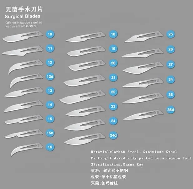 China medical disposable sterile carbon stainless steel surgical blade