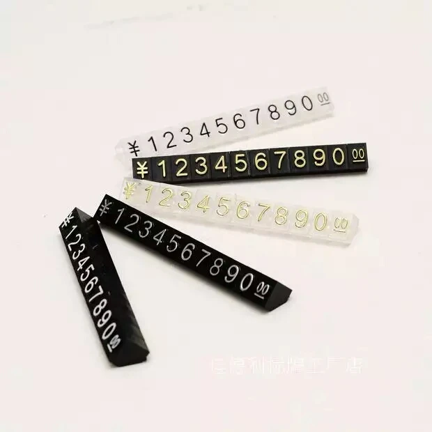 Four sizes three-dimensional convex digital plastic jewelry price tags pricing cubes display for jewelry shop