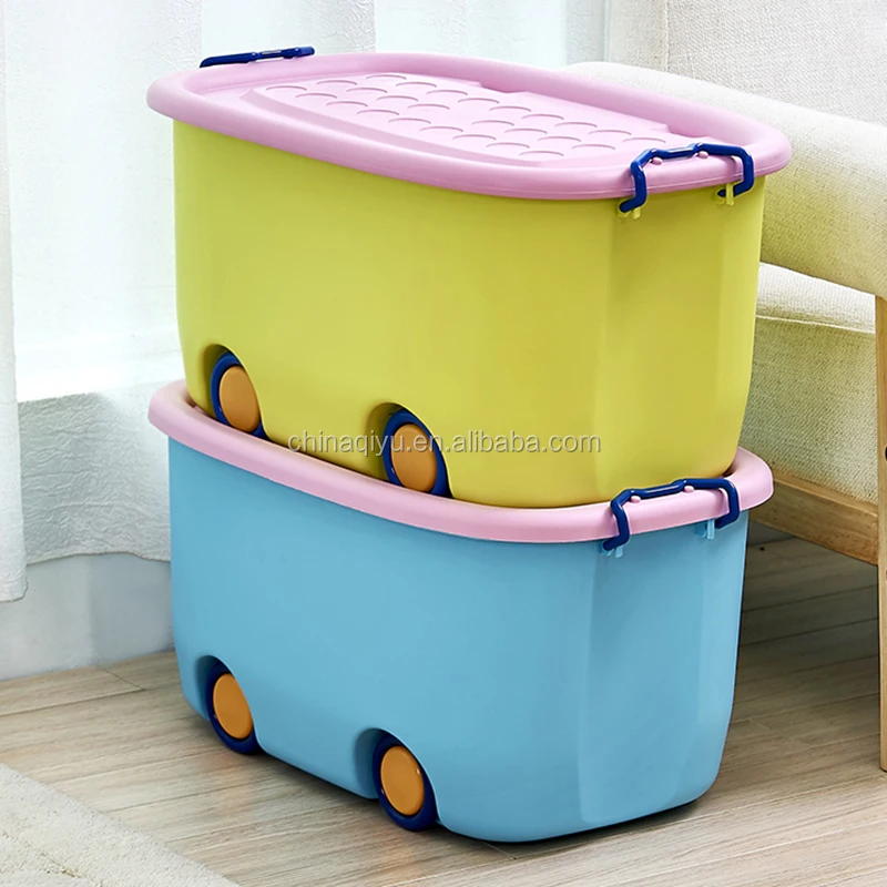 
Extra Large Children Cartoon PP Material Toy Storage Box plastic storage containers with wheels 