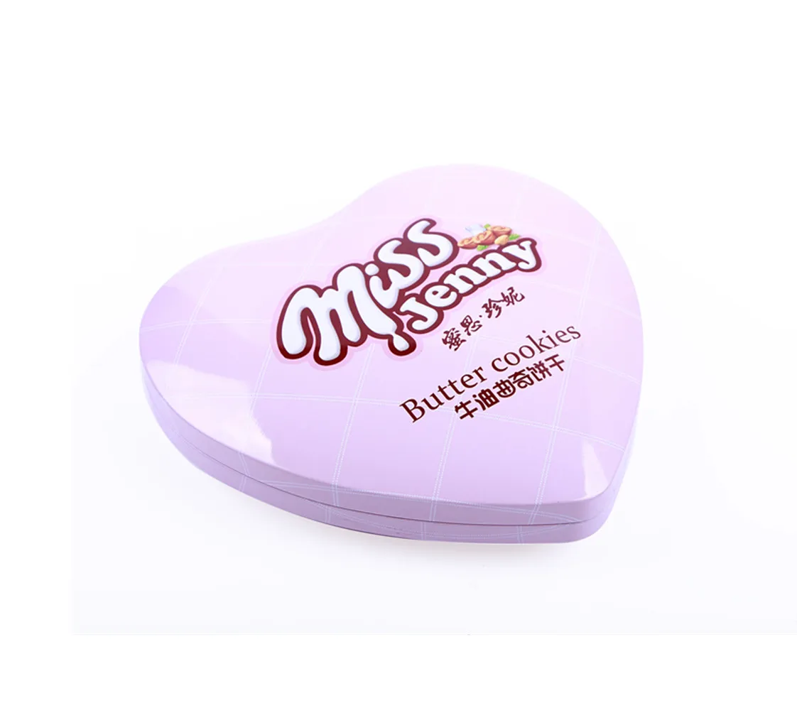 Heart shape chocolate tin can for gift packaging