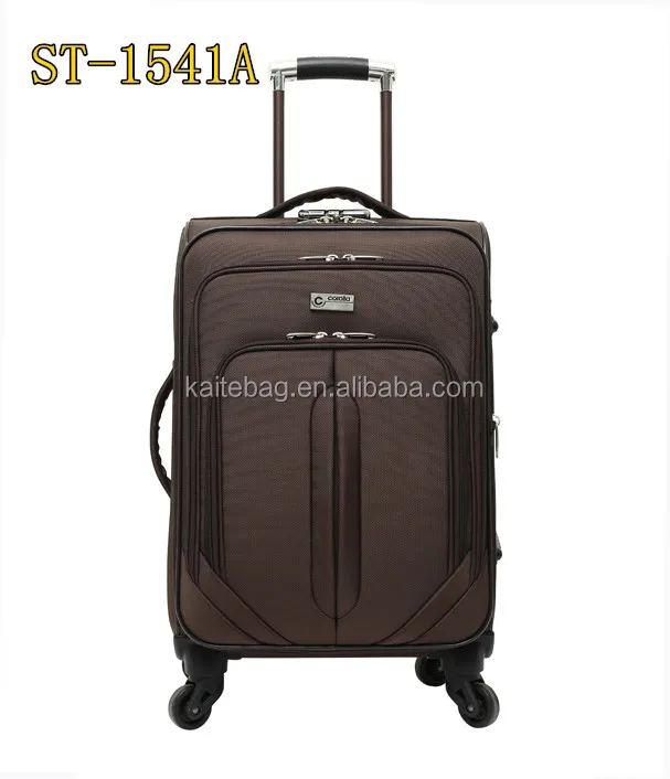 Nylon material coffee color push button trolley spinner wheels luggage case
