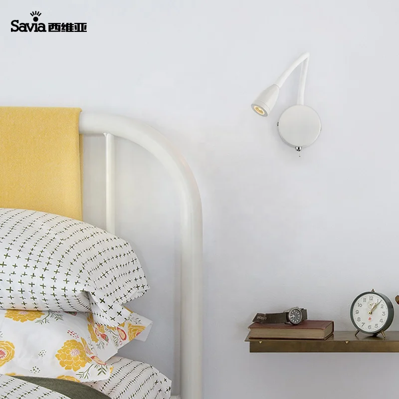 Светодиодная гибкая Регулируемая прикроватная настенная лампа для чтения с гусиной шеей, 3 Вт, современные боковые бра для кровати, светильник для спальни, изголовья кровати, отеля