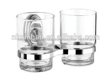 современный stylishe стены ванной комнаты монтажные принадлежности хромирование металла двойной держатель стакана