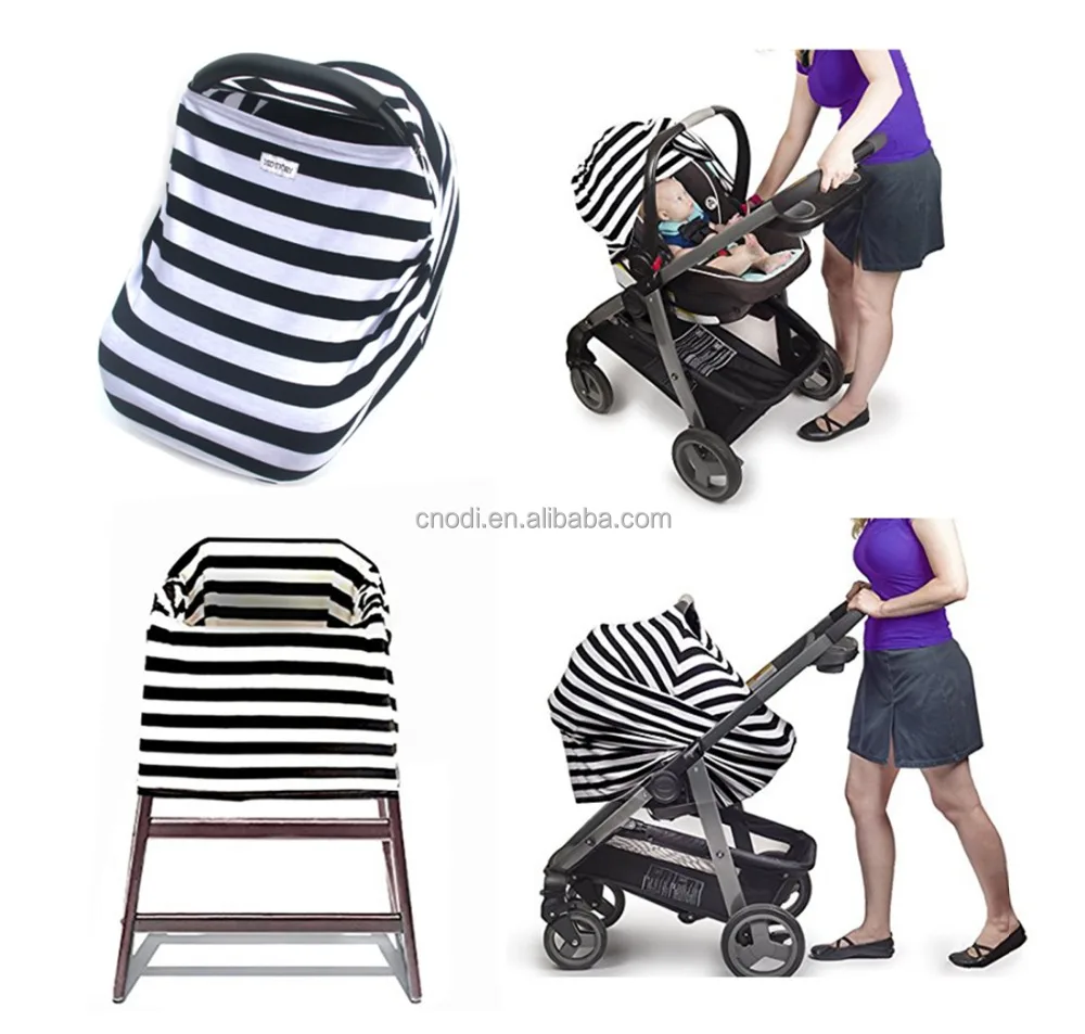 Multiuse Cotton Nursing Scarf Cover for Baby Car Seat + Beanie + Bag