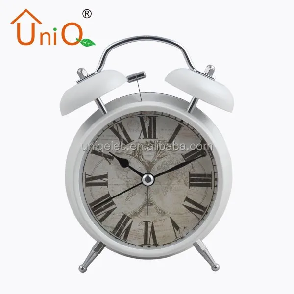 Silver Old Fashioned Alarm Clock with Custom Dial Design