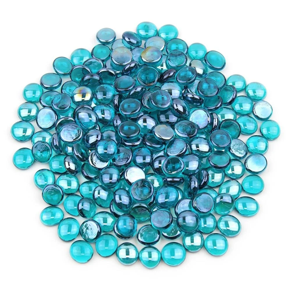 Colorful Glass Gems Glass Flat Beads For Vase Aquarium Decoration And Art Crafting (Light Blue)