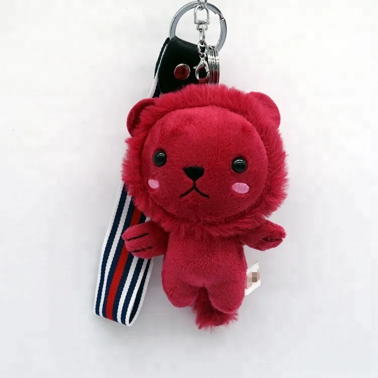 12cm different color cute small animal keyring plush lion keychain toy