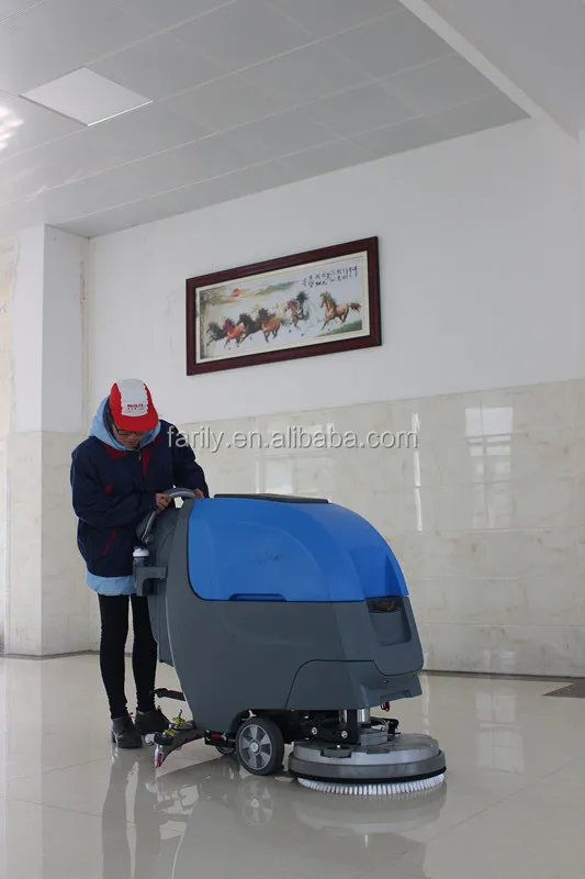 Compact battery type industrial floor tile cleaning machine