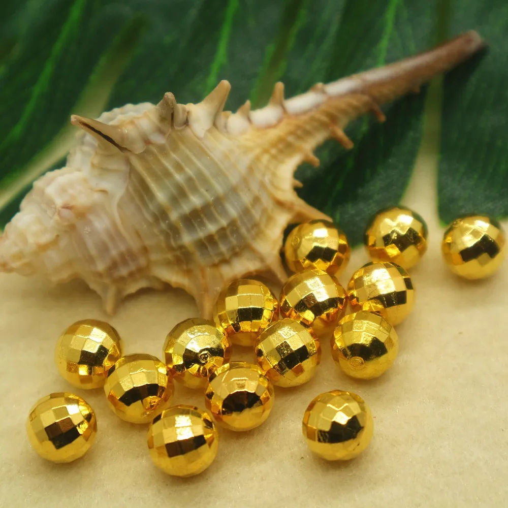 CCB earth shape round faceted gold plated beads