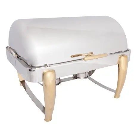 Cheap 8L Roll up  multi function gold plate stainless steel buffet chafing dish