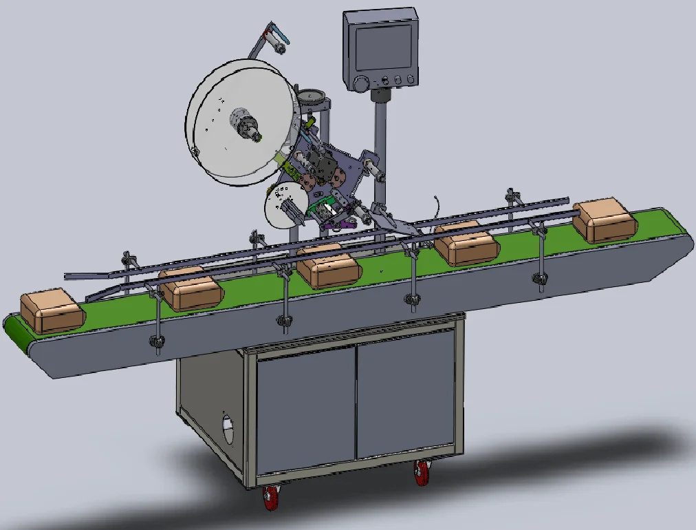 YM210 carton box corner lid plane side sticker labeler  Auto flat top and bottom surface labeling machine