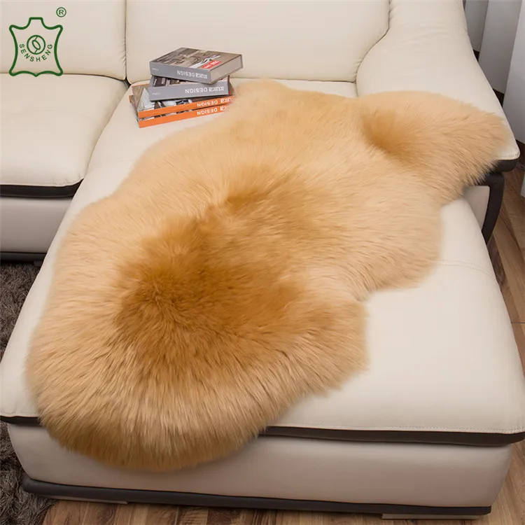 High quality bright pink yellow white brown Real animal fur skin fabric Long Hair Genuine Sheepskin Rugs for home decoration