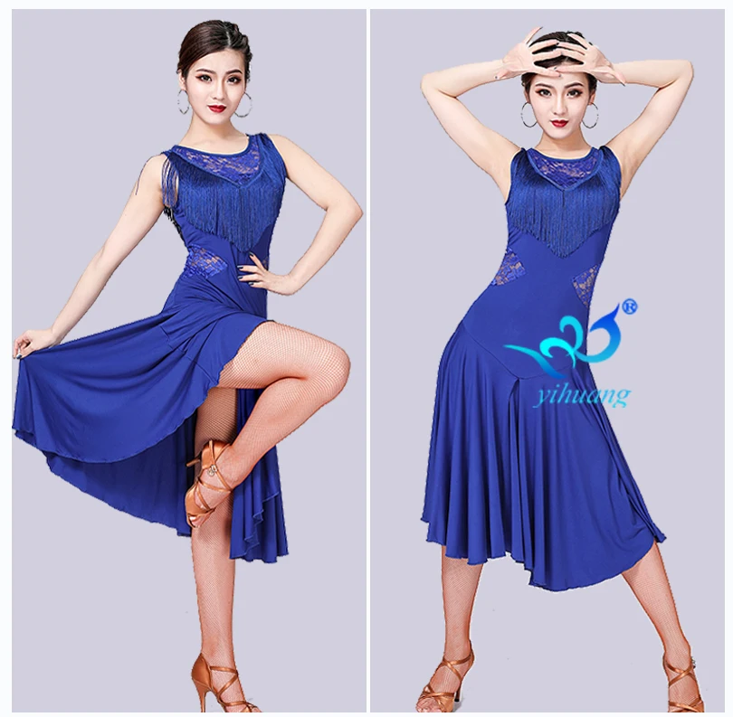 High Quality Latin Dance Competition Dress Tango Dresses Women Dance Party Show Costumes Lace Fringe Decoration