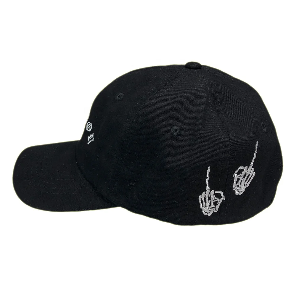 Wholesale high quality 100% black cotton custom logo Embroidery dad cap hat