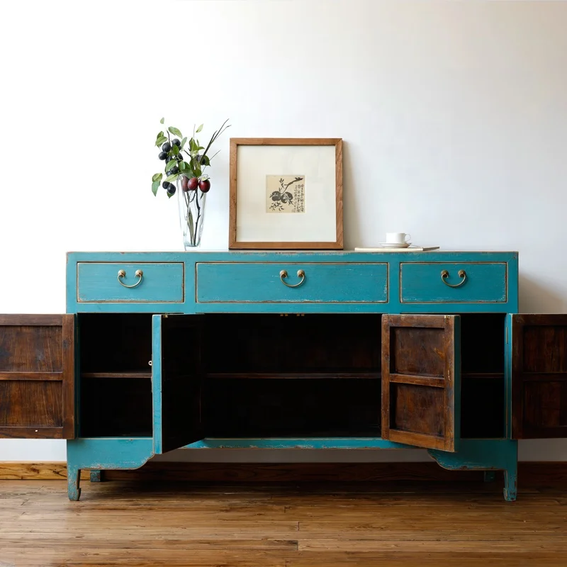 Ancient Age furniture shabby chic rustic distressed paint customized furniture recycle wood sideboard  decorative sideboard