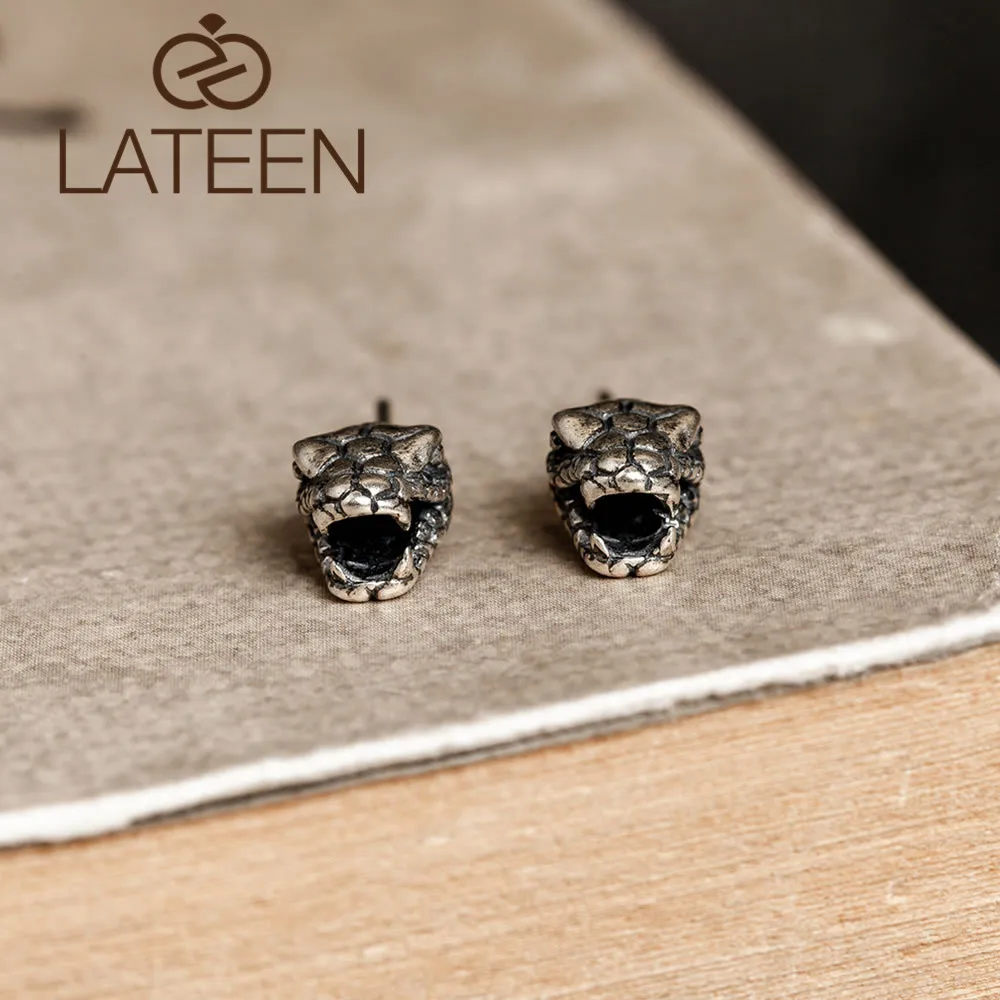 Exaggerated Retro Cobra-shaped Earrings S925 silver indian boho Ethnic Reptile stud earrings