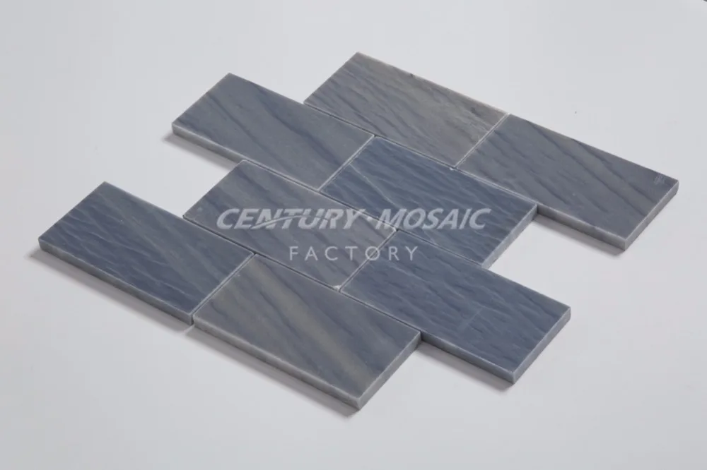 Century 3 x 6 Azul Macaubas Blue Marble Polished Subway Brick Tile