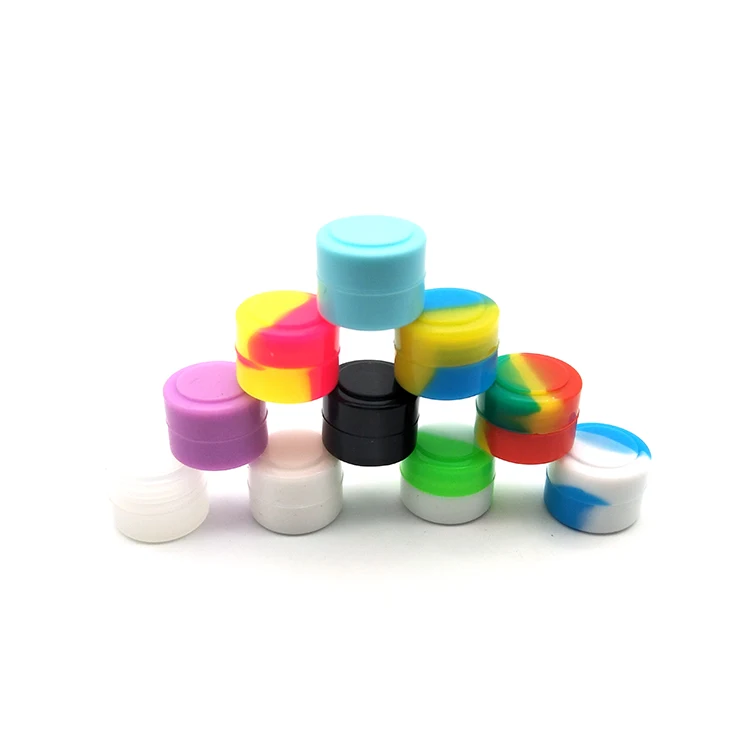 
Hot Selling Custom Logo Mini Cosmetic 3ml 5ml 7ml DABs Reusable Round Wax Storage Silicone Jars Wax Container 