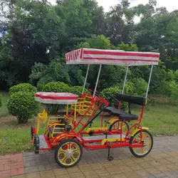 Factory outlet sightseeing four wheels canopy tour Quadricycle Surrey bike cycling with child seat