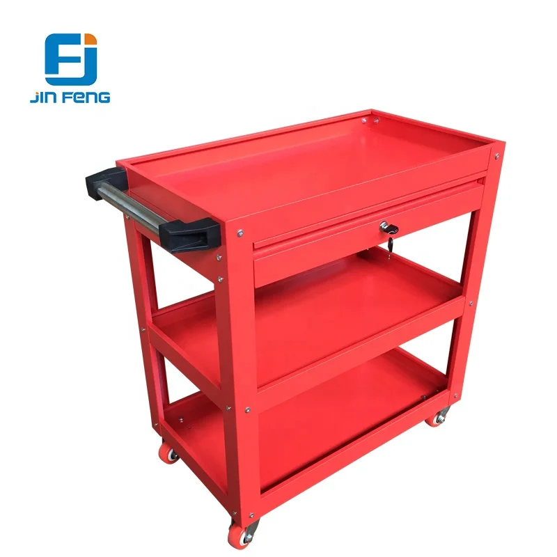3 Tiers Steel Kitchen Trolly box movable rack / Utility Rolling Cart with drawer
