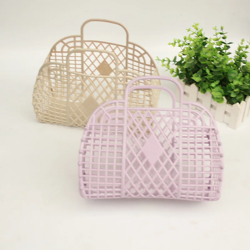 
Ins Hot Retro Candy Portable Beach Handbags Openwork Basket Bag Vacation Bag Small Bag 