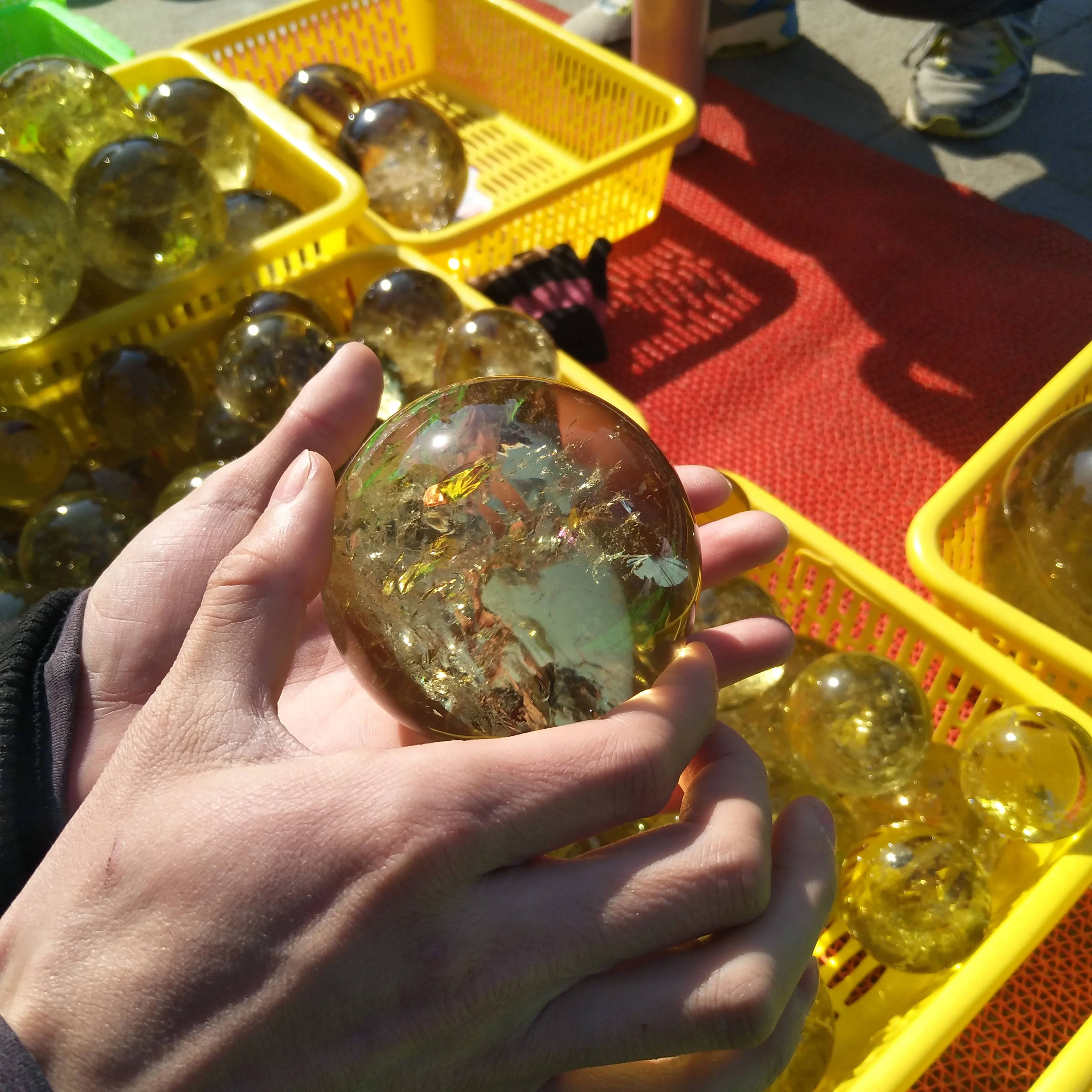 hot sale high quality natural quartz crystal ball citrine crystal healing spheres