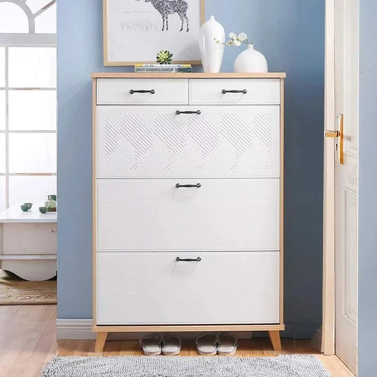 Nordic style wooden shoe storage cabinet living room furniture storage cabinet shoe rack