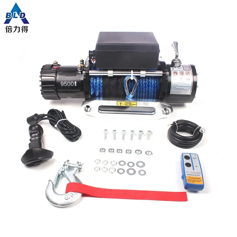 
12 v electric recovery fast handle winch 9500lbs used for 4x4 car 