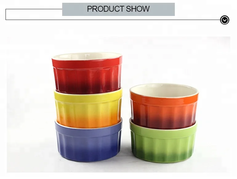 
Gradient Ramp Ramekin, Mini Dessert cup, Ceramic Souffle Dishes Oven Safe 