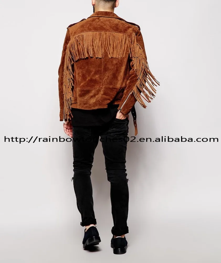 OEM custom mens high quality Vintage Suede Biker Fringing Jacket