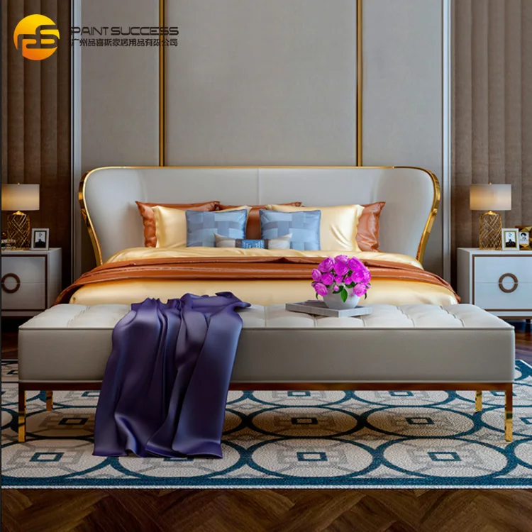 Custom Modern double bed design room furniture baby bed queen size bed