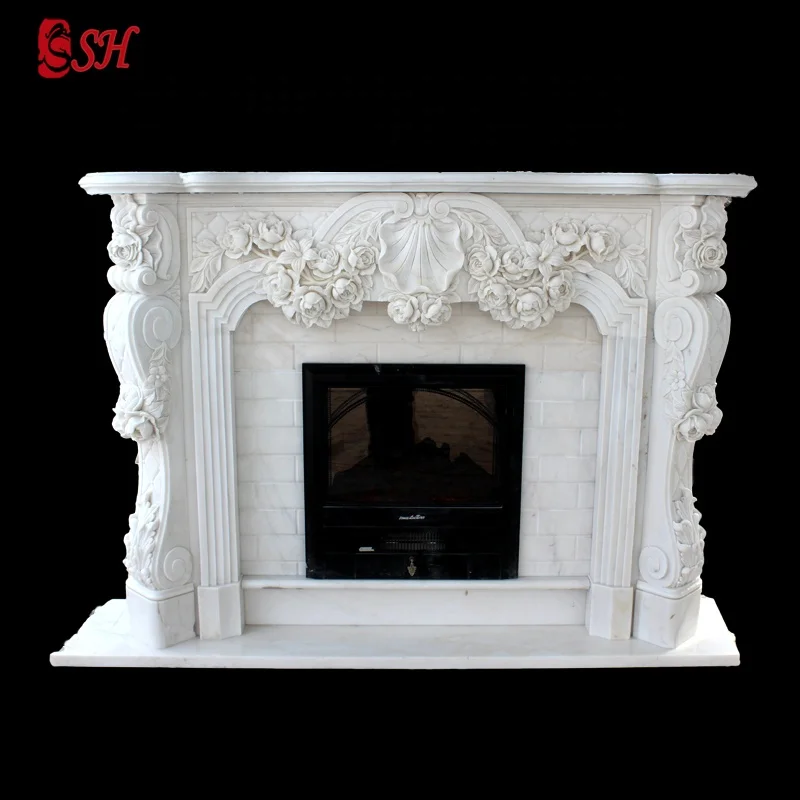 Customized indoor small marble fireplace