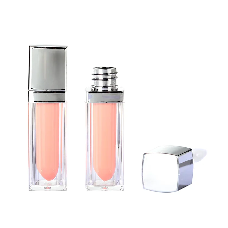 
China make your own logo glitter lipgloss containers liquid lipstick bottle silver plastic lipgloss tube 