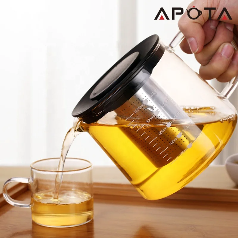 
1.5L Transparent Glass Tea&Coffee Pot for Radiant Cooker Heat-resistant Glass Pot Stovetop Safe 