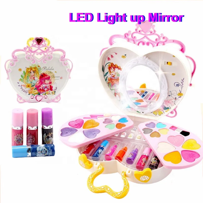 
Deluxe cosmetic toys make up set Light up mirror makeup kit 
