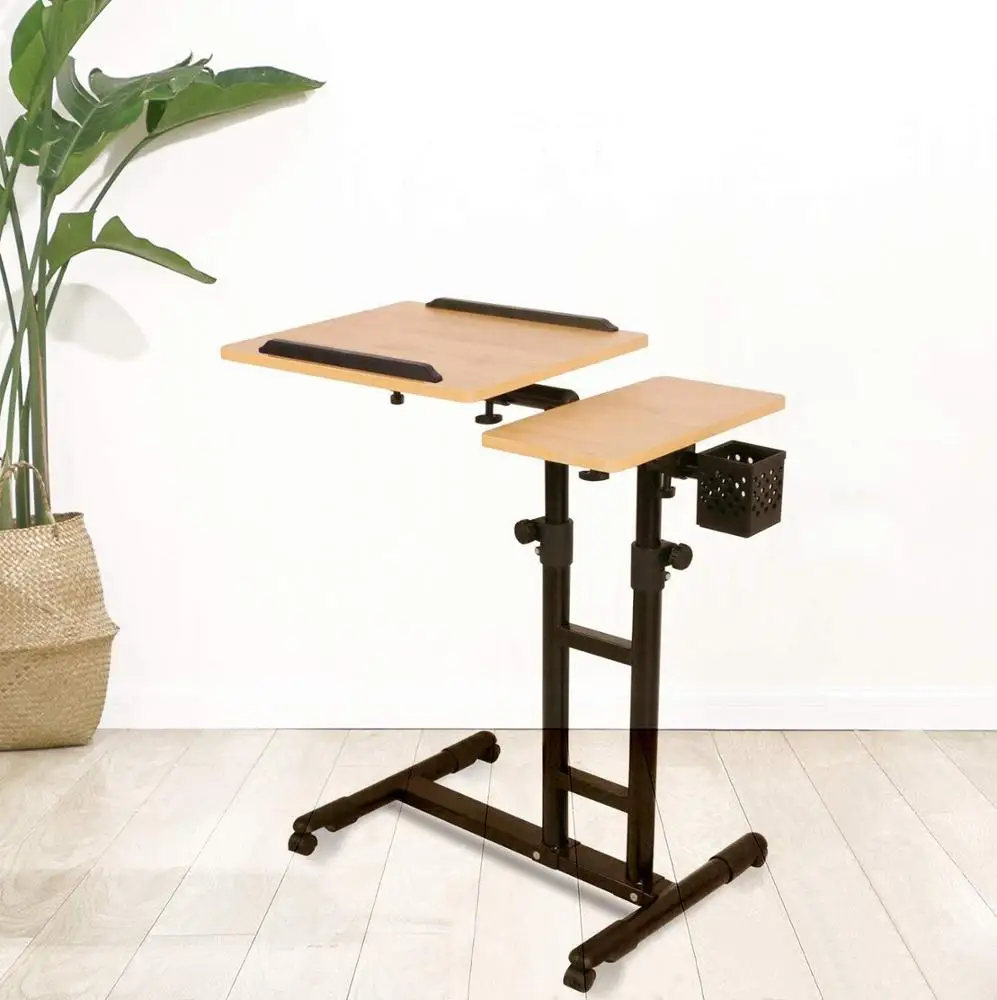 Adjustable Overbed Table Laptop Cart with Wheels