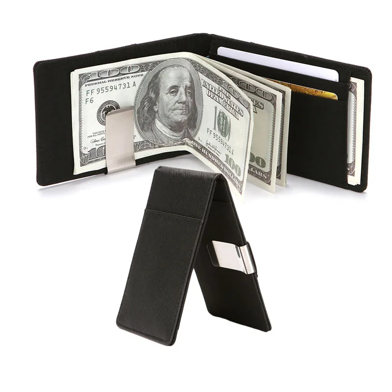 Минималистичный держатель для кредитных карт MW1136 из нержавеющей стали, тонкий мужской кошелек из искусственной кожи с зажимом для денег и Rfid-защитой