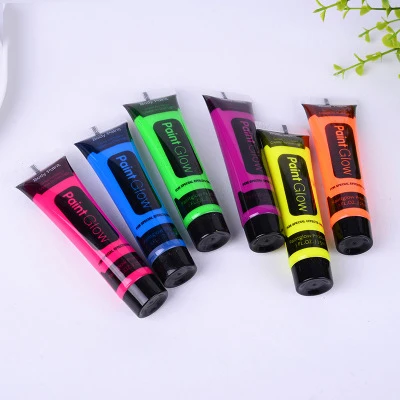 Washable Colorful UV Neon In Dark Face Body Paint Party Face Paint With Plastic Tube