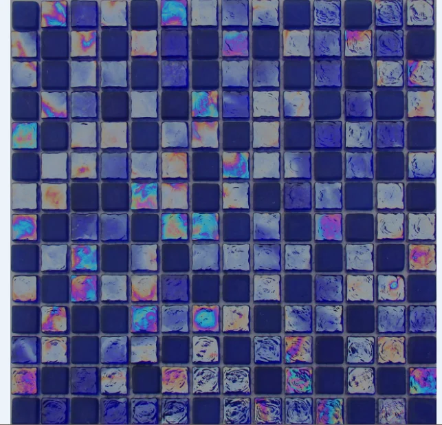 blue color fish scale mosaic glass tile