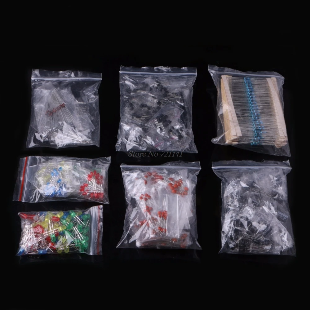 
Electronic Components Kit LED Diodes 30 Values Resistors Electrolytic Capacitor Ceramic Capacitors Common Diodes Common Transistor 
