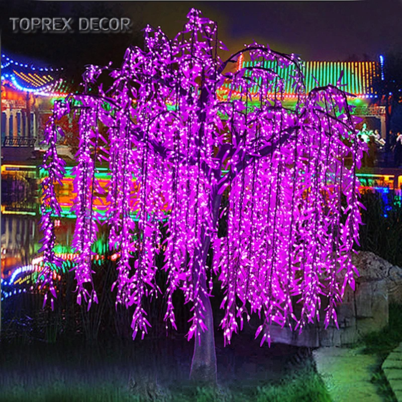 Outdoor decoration IP65 waterproof artificial led lighted weeping willow tree