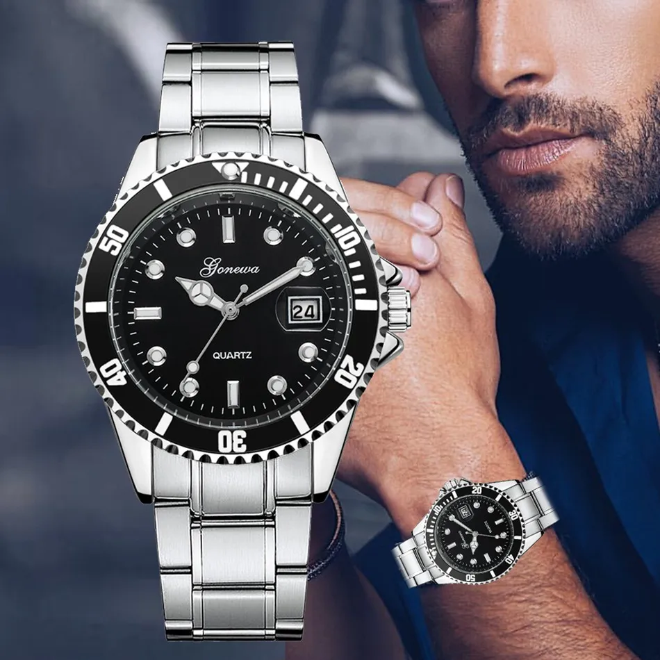 
Gonewa Brand 2017 Luxury Famous Men Watch Fashion Calendar Wrist Quartz Watches Alloy Metal Dress Man Clock New Watches 