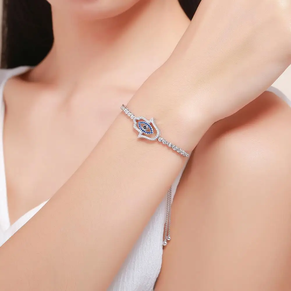 
high quality S925 Sterling silver hand of fatima Turkey design hand of fatima design lucky hand braclet 